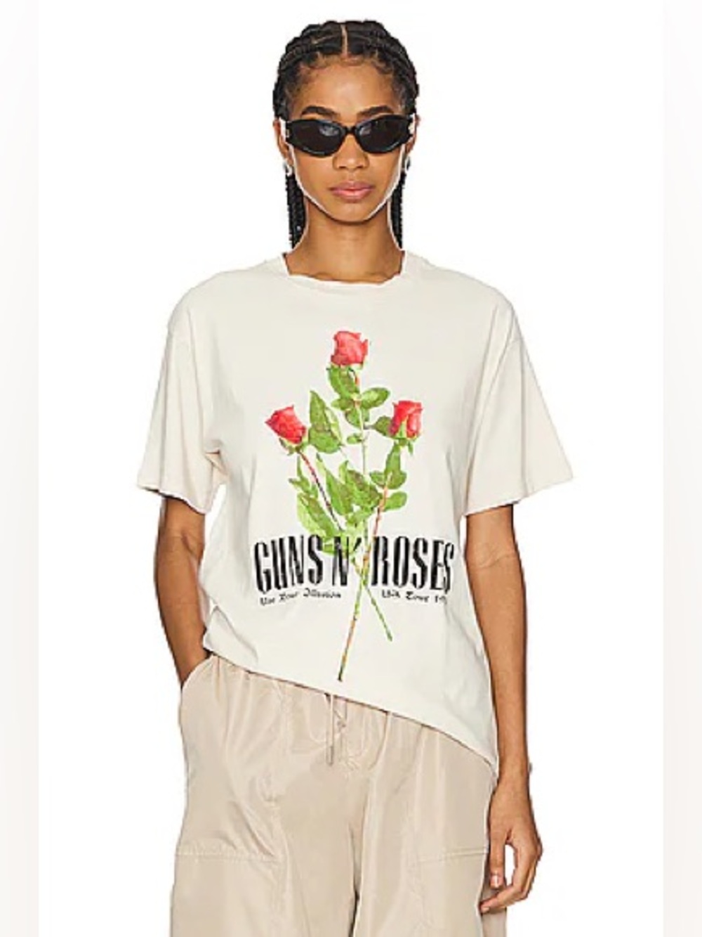 DAYDREAMER Guns N Roses Use Your Illusion Roses Tee in Dirty White Sz: M